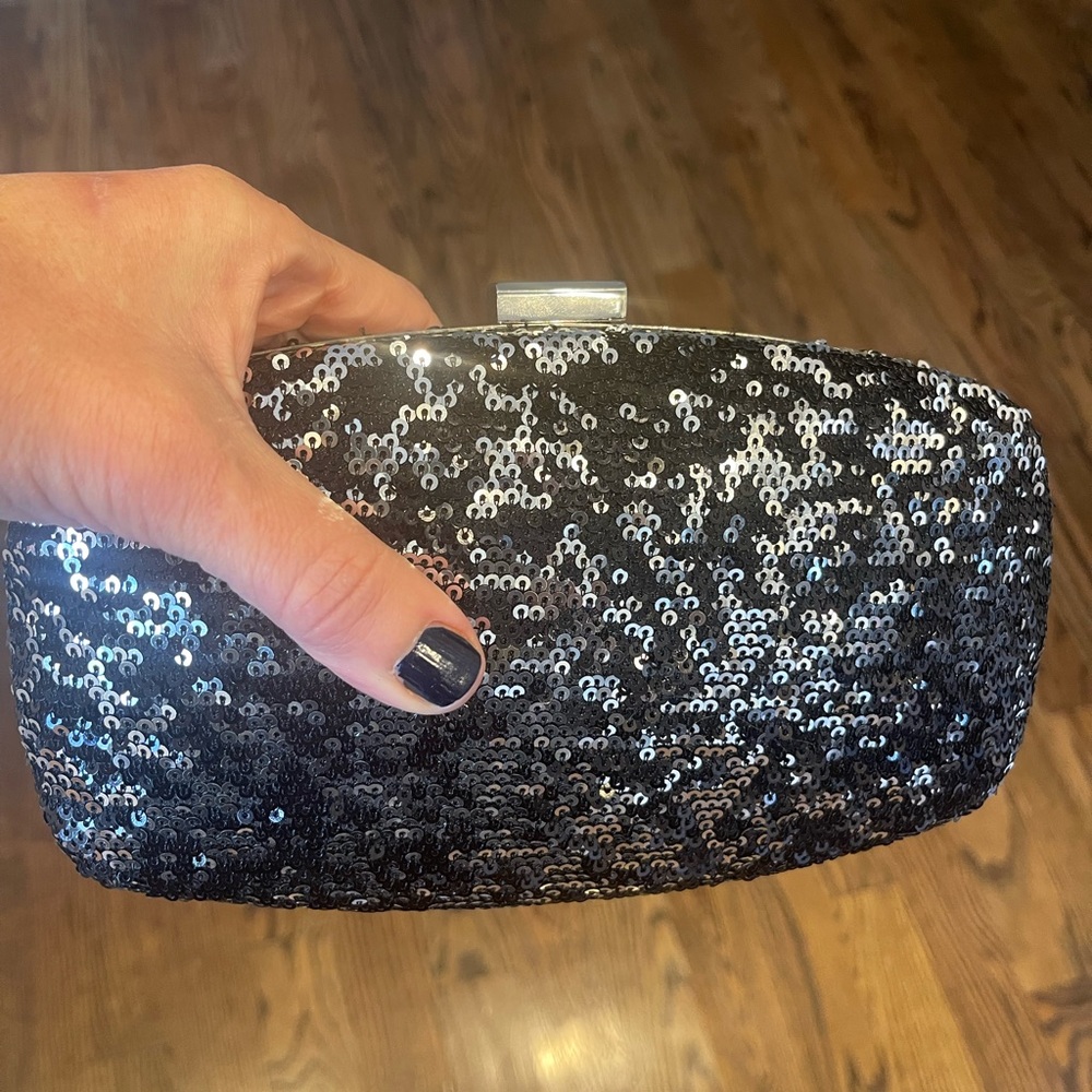 Calvin Klein sequin dressy black clutch purse prom